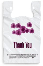 Пурпурный цветок благодарит вас пластиковые хозяйственные сумки - 500 ПК/случай, белый цвет, материал ЛДПЭ